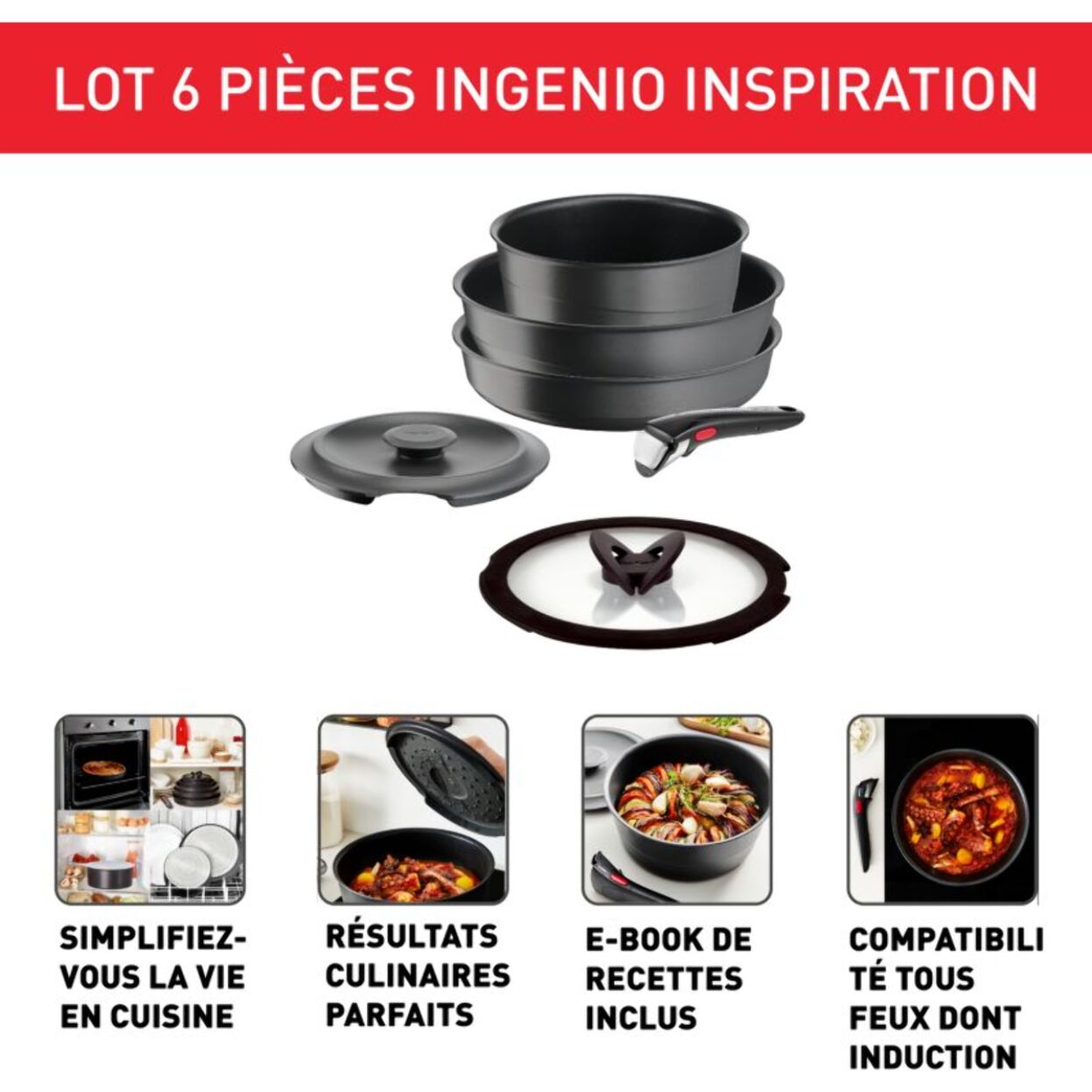 Batterie de cuisine TEFAL Ingenio Inspiration Cocotte Fonte 5pcs