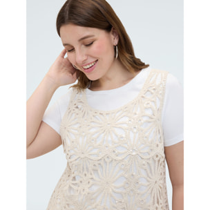 Fiorella Rubino - T-shirt con top crochet - Beige