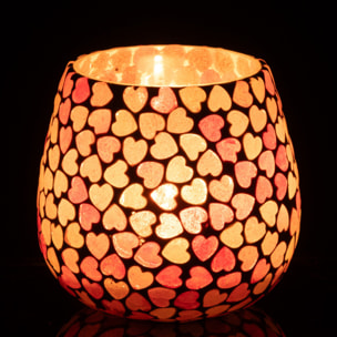 J-Line bougeoir Coeur Mosaïque - verre - rose - small