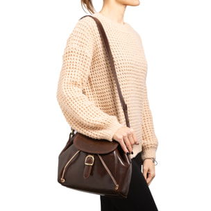 Borsa a secchiello  da donna In Vera pelle Made in Italy 24x24x14 cm