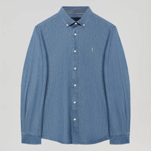Camicia denim regular fit con logo Rigby Go