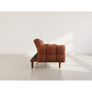 Adam - Canapé convertible clic-clac 2 places en tissu texturé - Terracotta