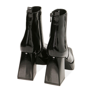 Ankle boots neri in naplack, tacco 9 cm