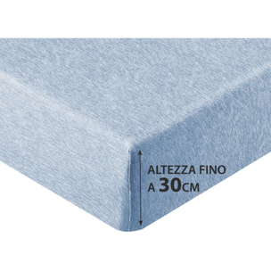Lenzuolo Sotto Con Angoli In Jersey No Stiro In Tinta Unita Melange Colore Azzurro