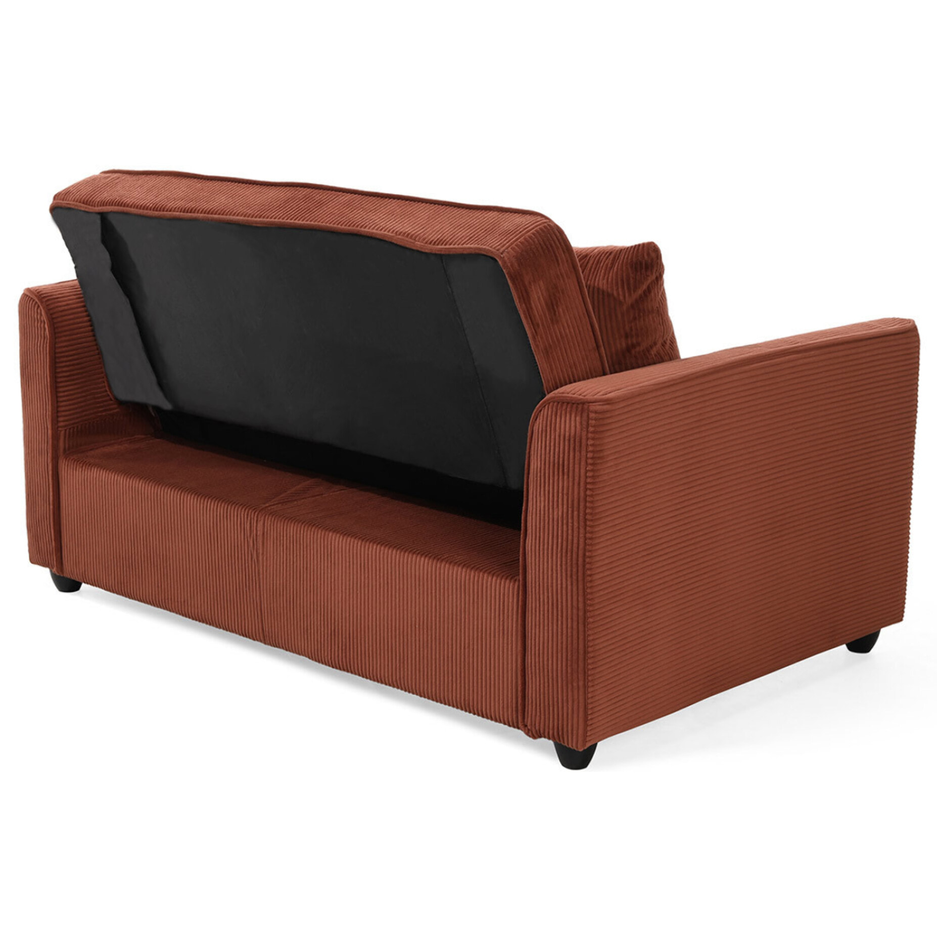 Ernest - Canapé droit 2 places convertible en velours côtelé - Terracotta
