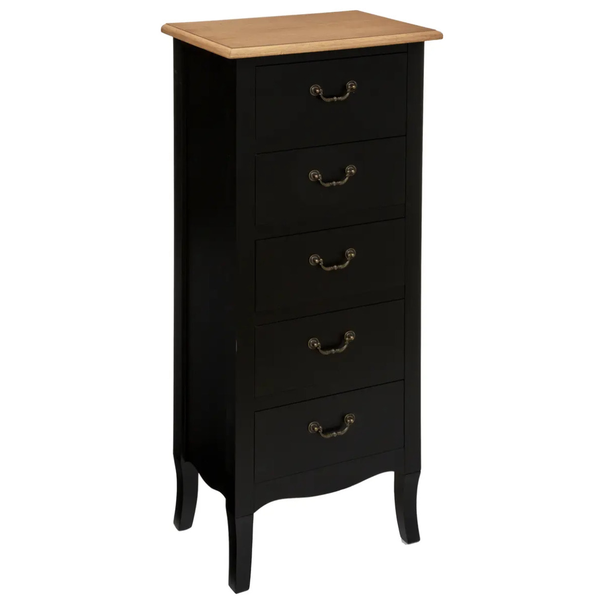 Chiffonnier "Chrysa" noir 5 tiroirs