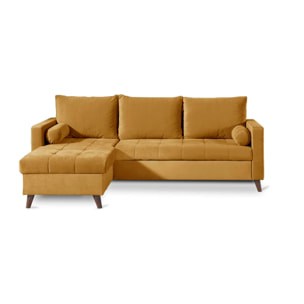 POLAR - Canapé d'angle réversible convertible - en velours au design scandinave - 4 places - Jaune