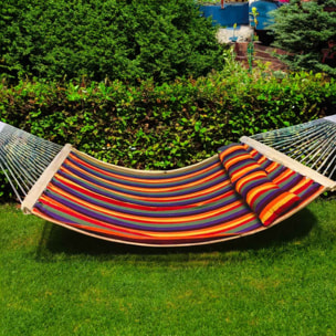 You and me - Amaca Da Giardino 200x150 cm Con Asta di Sospensione Con Cuscino per Esterno in Cotone Multicolore