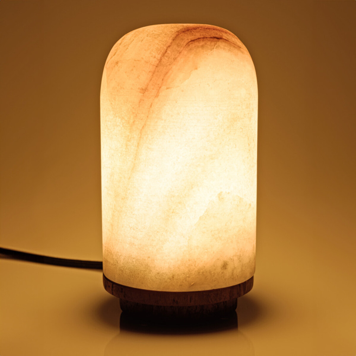 ALIDA - Lampe de table 10x10cm en pierre naturelle d'onyx et teck