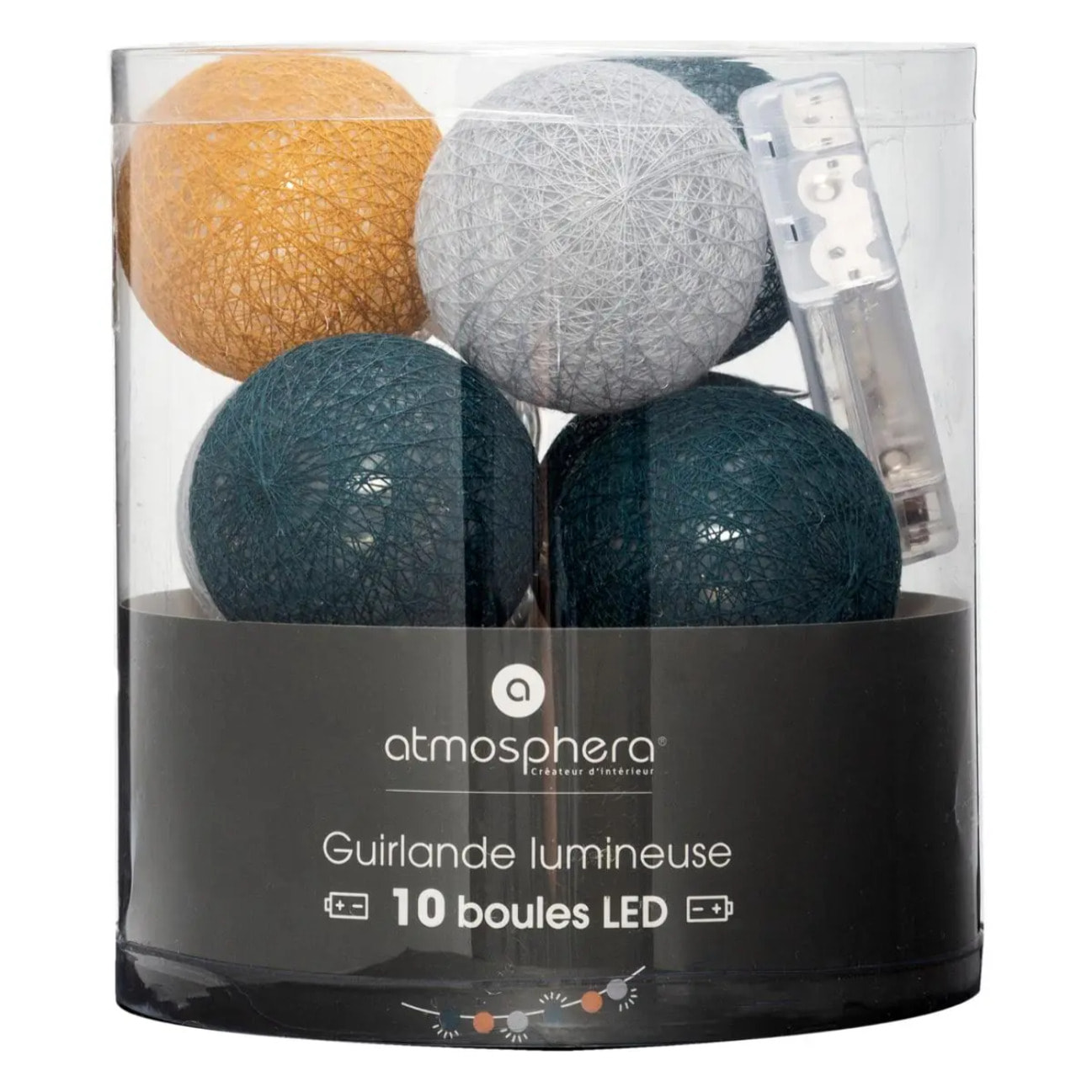 Guirlande LED à pile "City" 10 boules L165cm