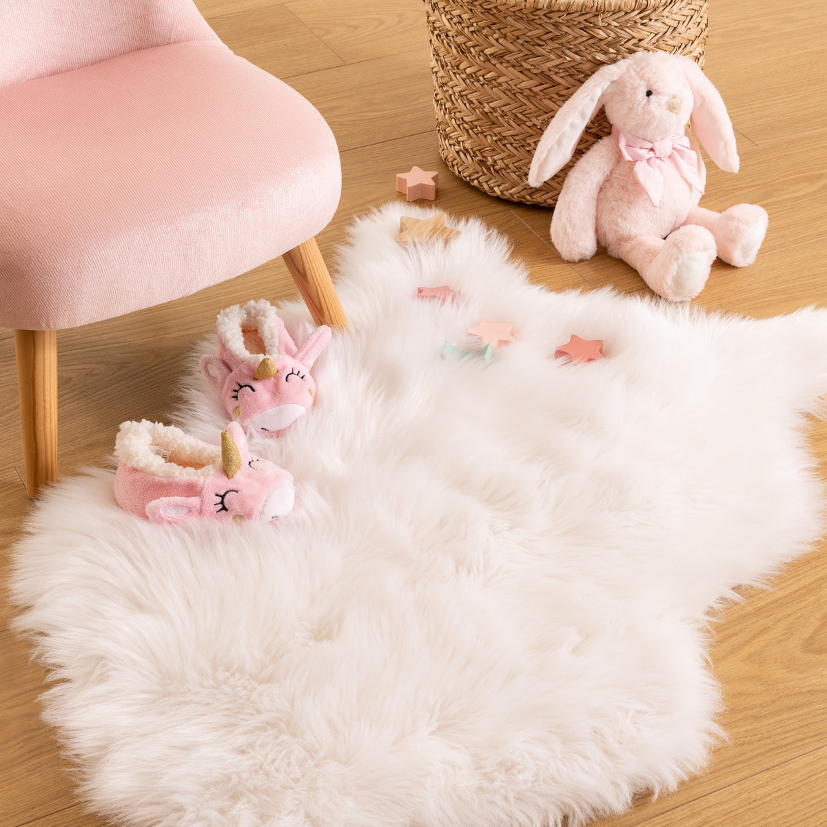 Tapis enfant fausse fourrure blanc 60x90cm