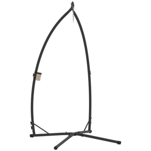 Soporte para Silla Colgante de Huevos Altura 215 cm con Estructura de Acero Base Estable y Portavaso Soporte para Silla Columpio para Patio Jardín Balcón Carga 150 kg Negro