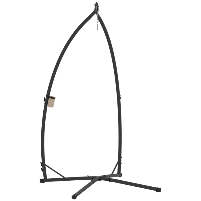 Soporte para Silla Colgante de Huevos Altura 215 cm con Estructura de Acero Base Estable y Portavaso Soporte para Silla Columpio para Patio Jardín Balcón Carga 150 kg Negro