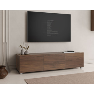 Alix - meuble tv modulable 150 cm - 3 portes - Effet noyer
