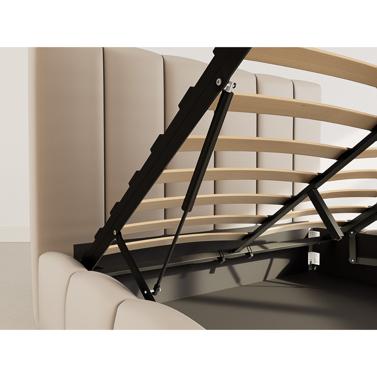 Mermaid - lit coffre - 160x200 cm - en velours - sommier inclus - Taupe