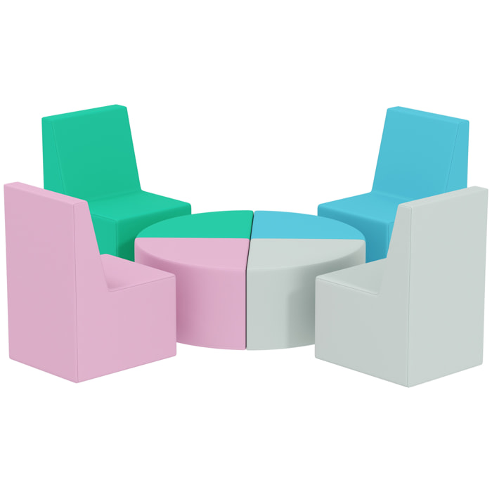 Parcours motricité bébé 8 pcs ensemble table et chaises enfant 2 en 1