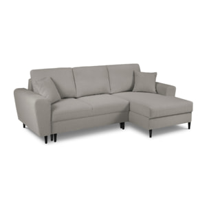 Canapé d'angle droit convertible avec coffre de rangement "Kyoto" 4 places en bouclé gris