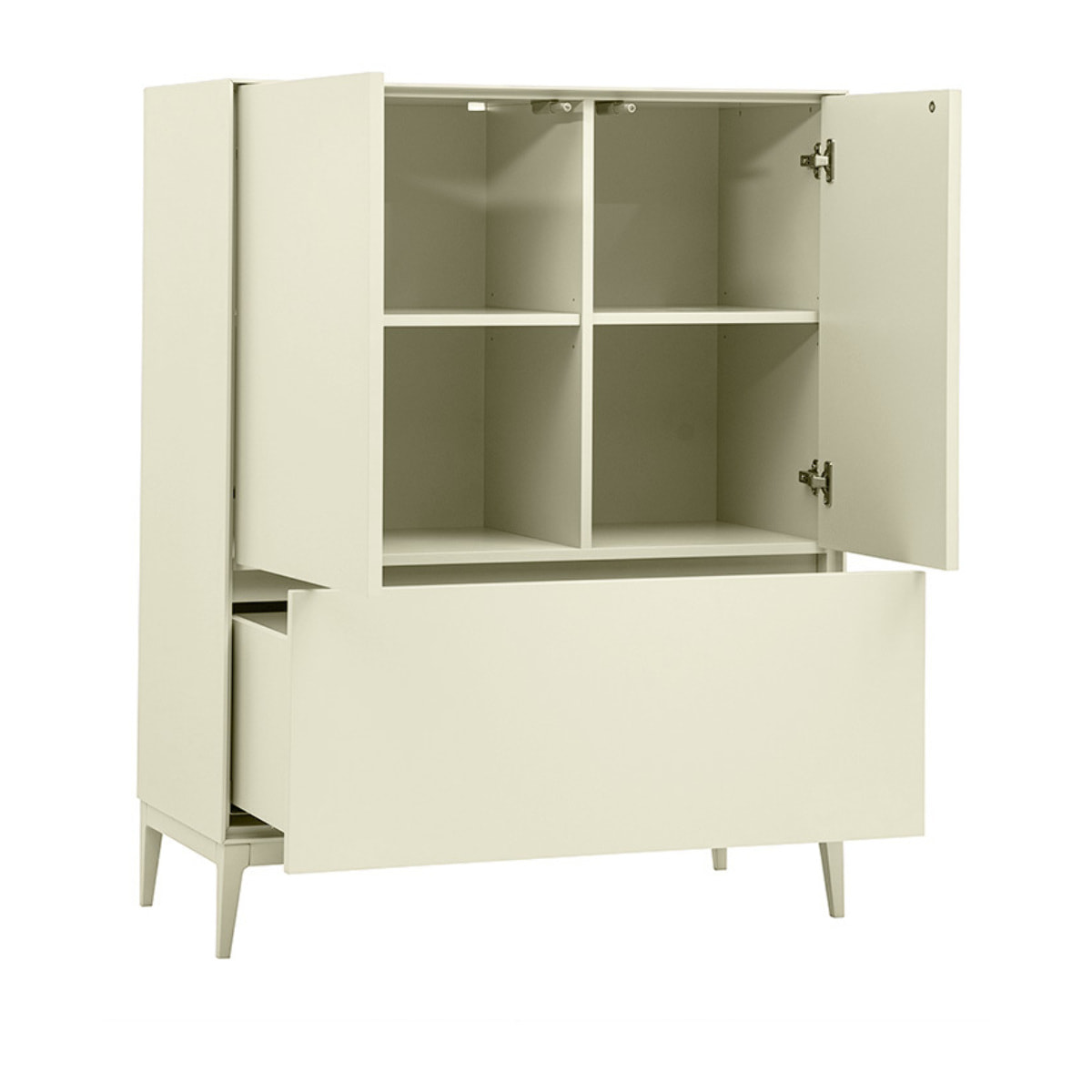 Buffet haut beige laqué mat 2 portes 1 tiroir L90 cm GRAY