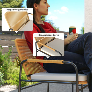 Conjunto de Jardín Exterior de 3 Piezas Muebles de Jardín con 2 Sillas con Cojines Extraíbles Lavables y Mesa de Terraza con Tablero de Metal Resistente para Balcón Patio Natural y Crema