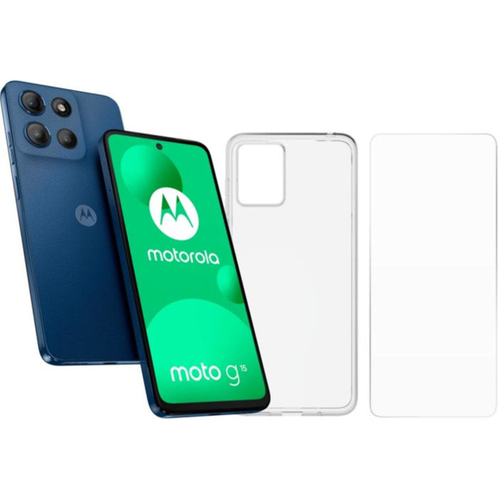 Smartphone MOTOROLA Pack G15 + Coque + verre trempe