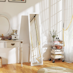 Miroir sur pied et mural rectangulaire dim. 37L x 40l x 157H cm aspect bois blanc