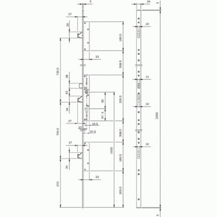 Serrure 3 points Multiblindo Inox ISEO pêne réversible - Têtière plate 2300x24x3 - Axe 30 - 795110302