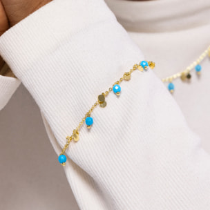 Pulsera de Turquesa acabada en oro amarillo de 18k