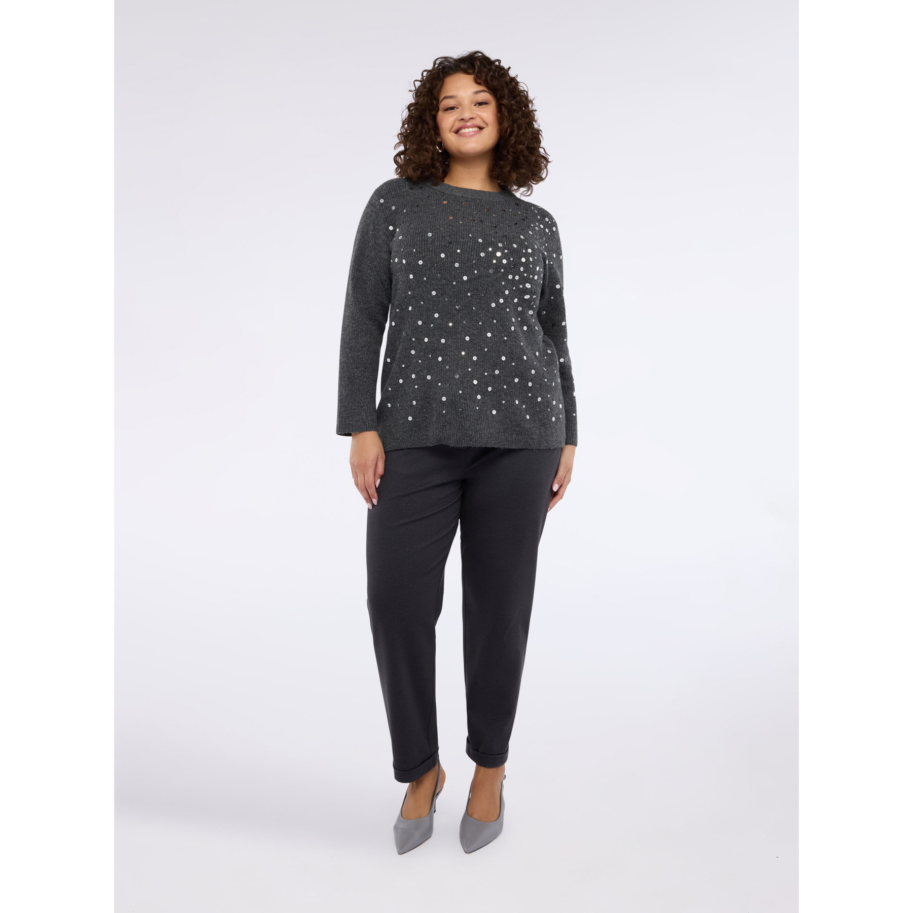 Fiorella Rubino - Pantalones Barrel en Punto Milano - Gris