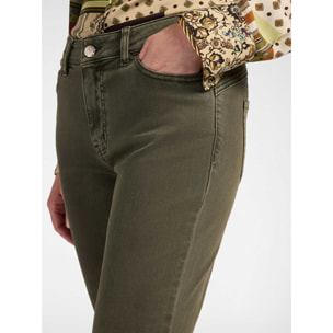 Elena Mirò - Pantalones flare en drill mezcla de algodón - Verde militare