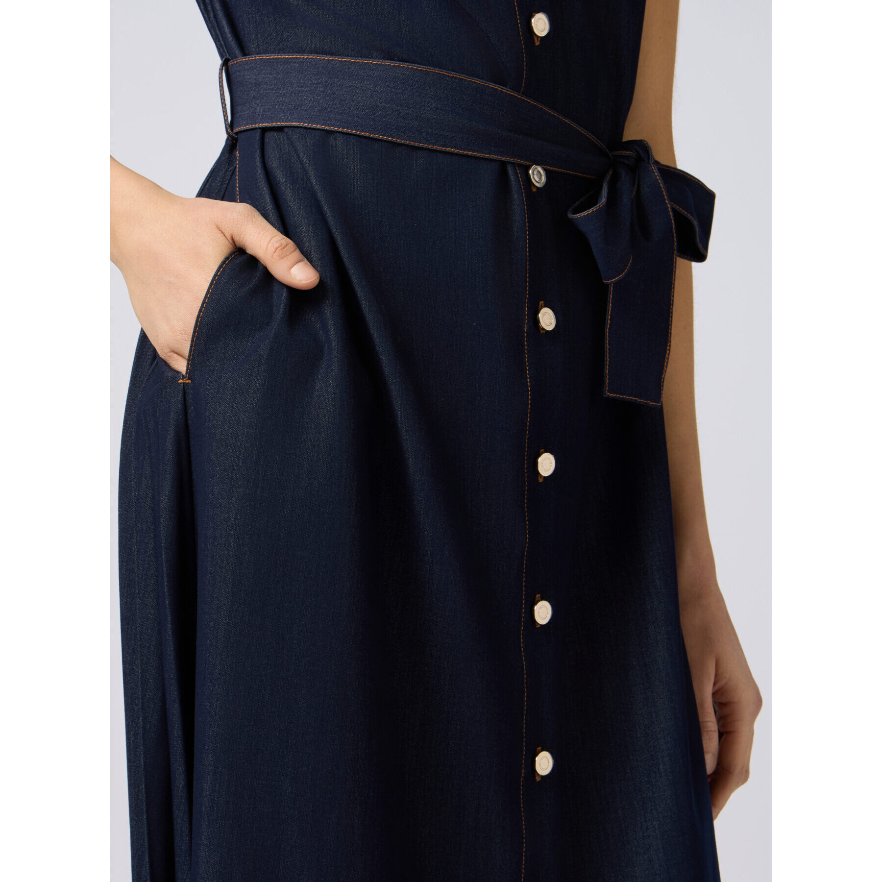 Oltre - Vestito chemisier lungo effetto denim - Blu