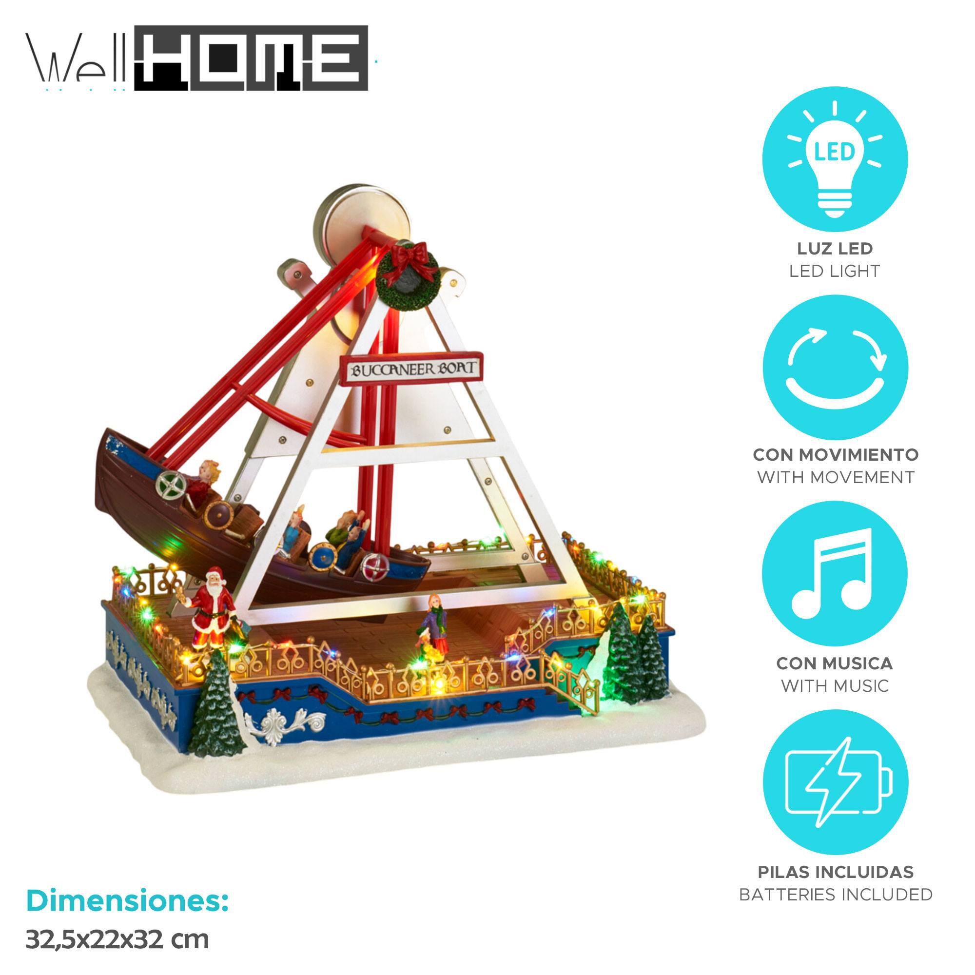 Barco de navidad led buccaneer con movimiento y música 32,5x22x32cm