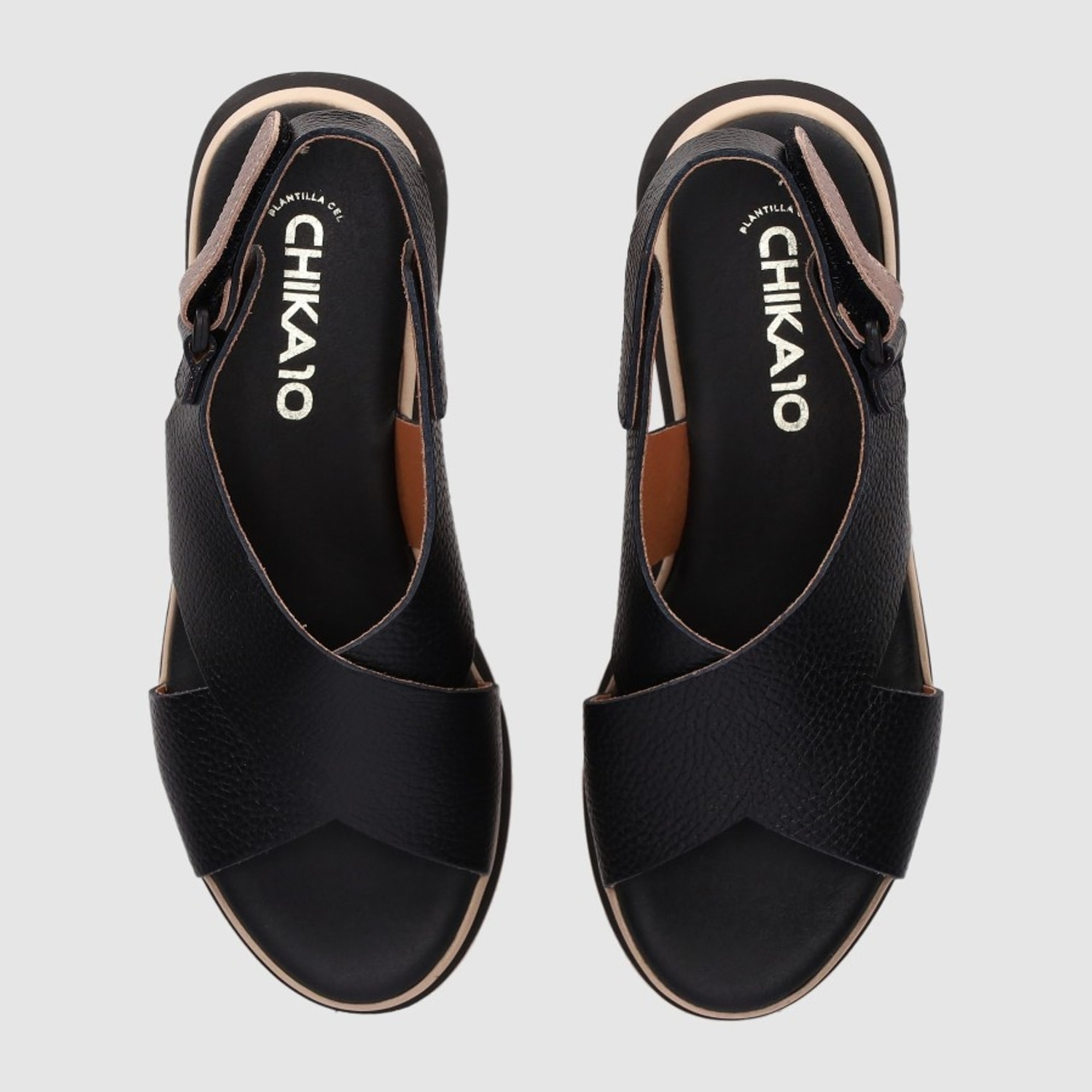 Sandalias de Piel - Negro - Tacón: 4 cm