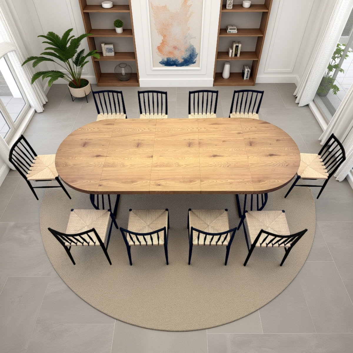 Table à manger ronde extensible Tomasucci FEAR, en MDF finition chêne, 110 × 110 × 76,5 cm