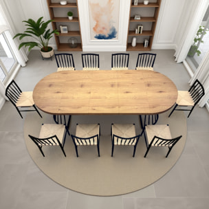 Table à manger ronde extensible Tomasucci FEAR, en MDF finition chêne, 110 × 110 × 76,5 cm