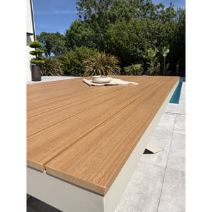 LAMU - Table de jardin en alu plateau polywood  aspect bois - Grège