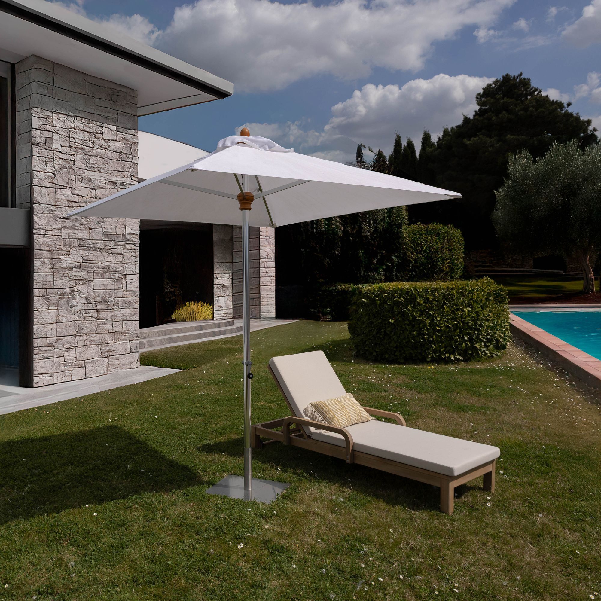 Parasol en aluminium et toile blanc 200cm COMETE