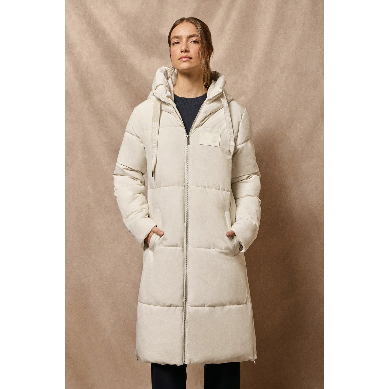 Giaccone Buenos Aires beige con cappuccio fisso e dettagli Polo Club