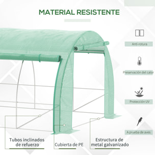 Invernadero de Exterior 4x3x2 m Invernadero de Túnel con Puerta y 8 Ventanas de Malla Enrollables Invernadero de Huerto para Patio Jardín Verde