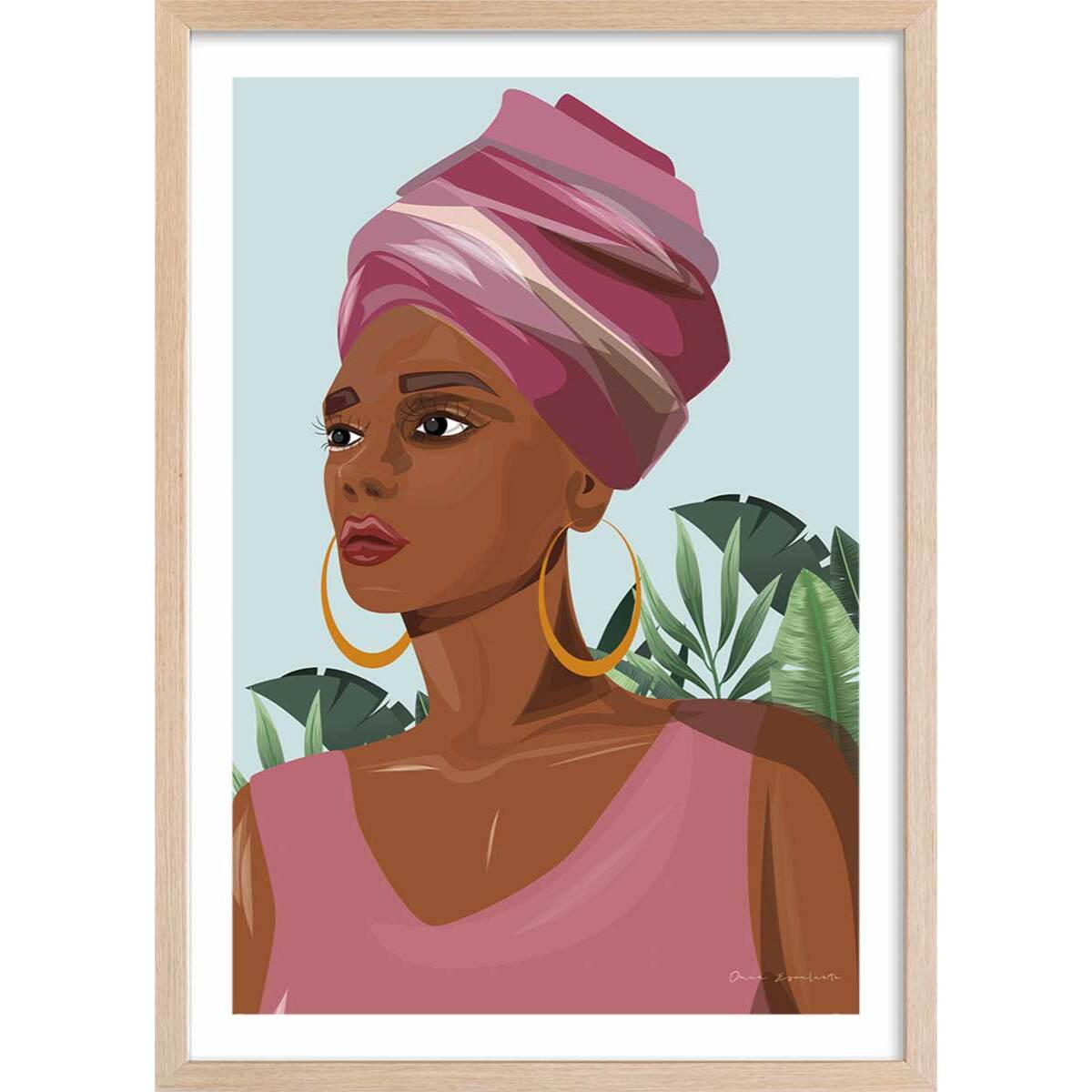 Affiche mode Créoles Affiche + cadre en bois - Chêne