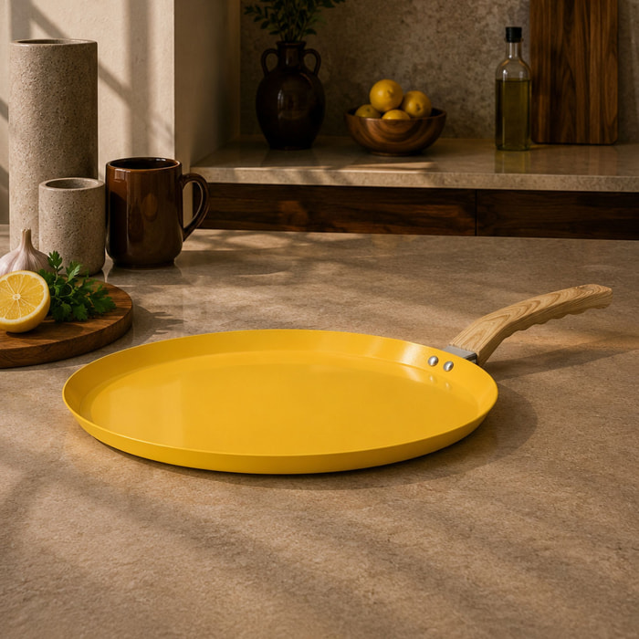 Galetière 32cm avec revêtement céramique jaune - tous feux  COLORAMA
