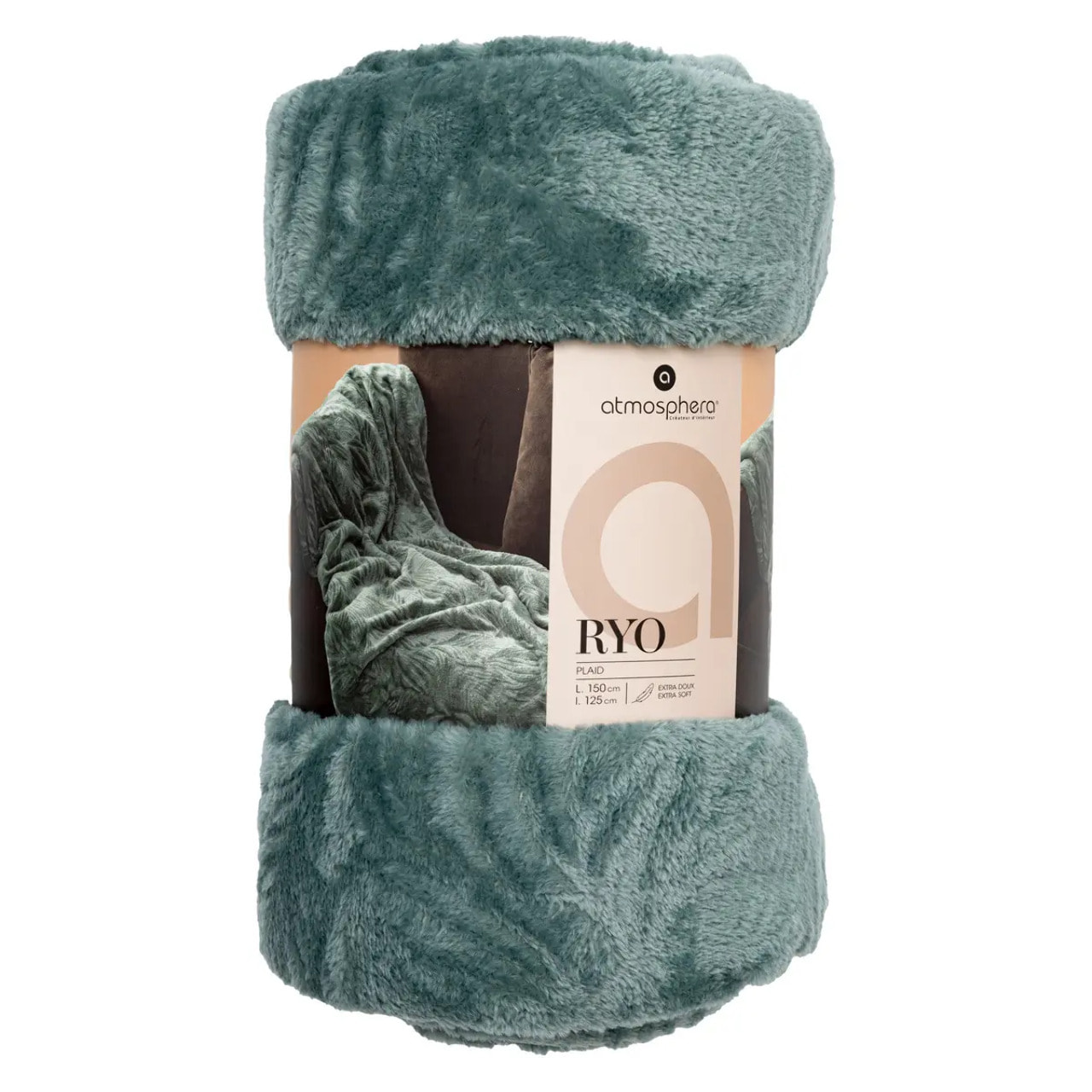 Plaid flanelle Ryo bleu 125x150cm