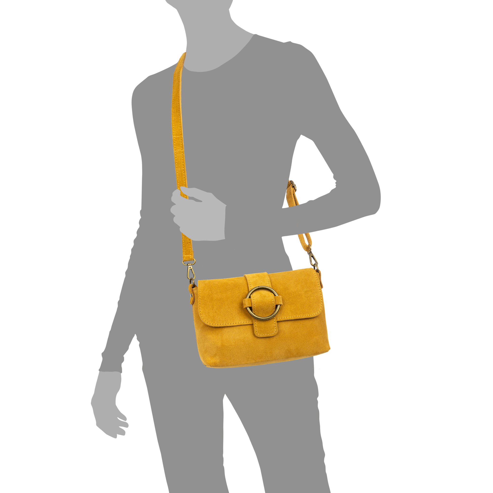 Bagnone bolso bandolera mujer. Piel auténtica Gamuza.