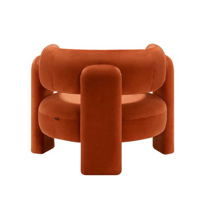 Fauteuil tripode en velours orange