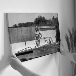 Tableau noir et blanc Brigitte Bardot à Ramatuelle Toile imprimée