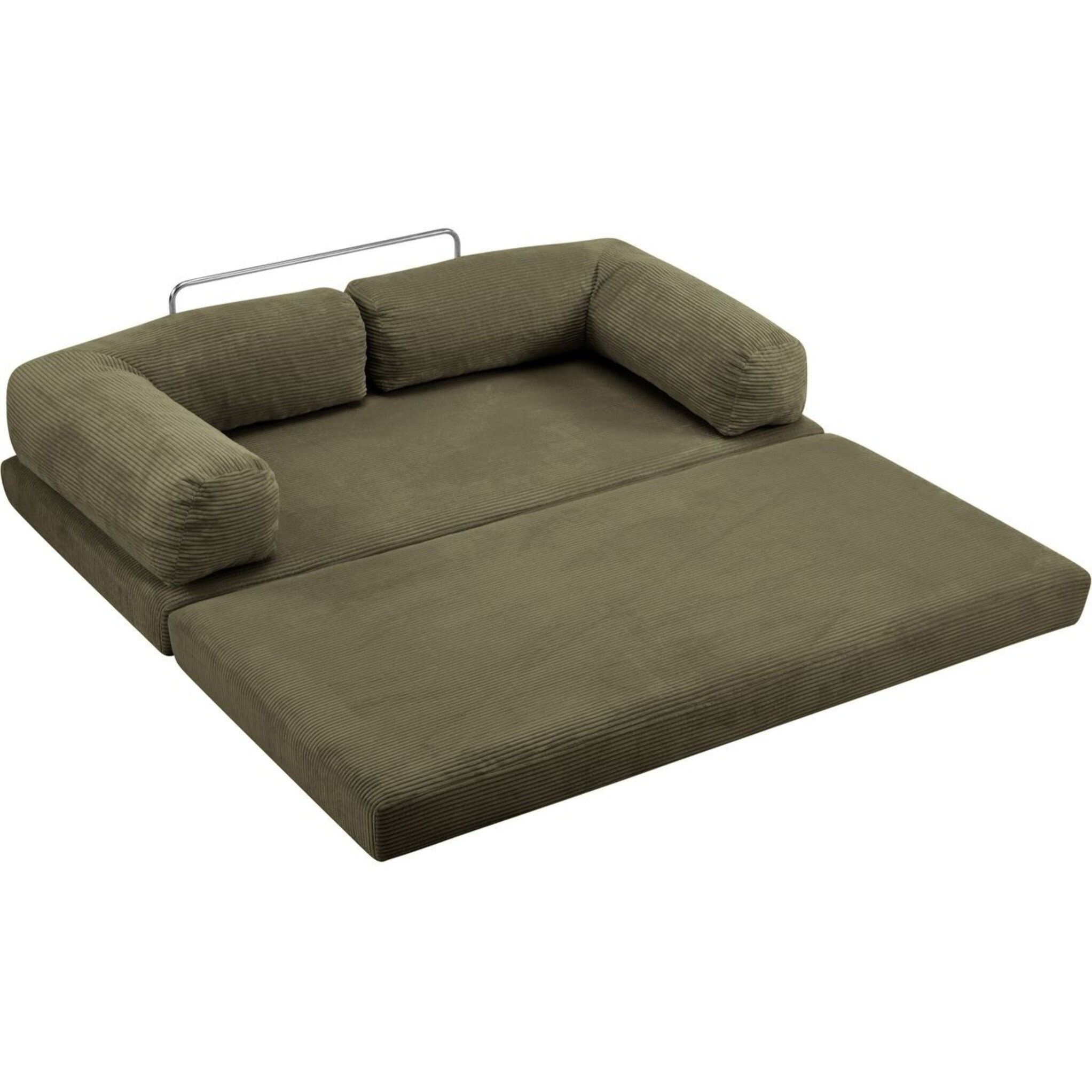 Canapé convertible compressé 3 places en velours côtelé - BUDDY