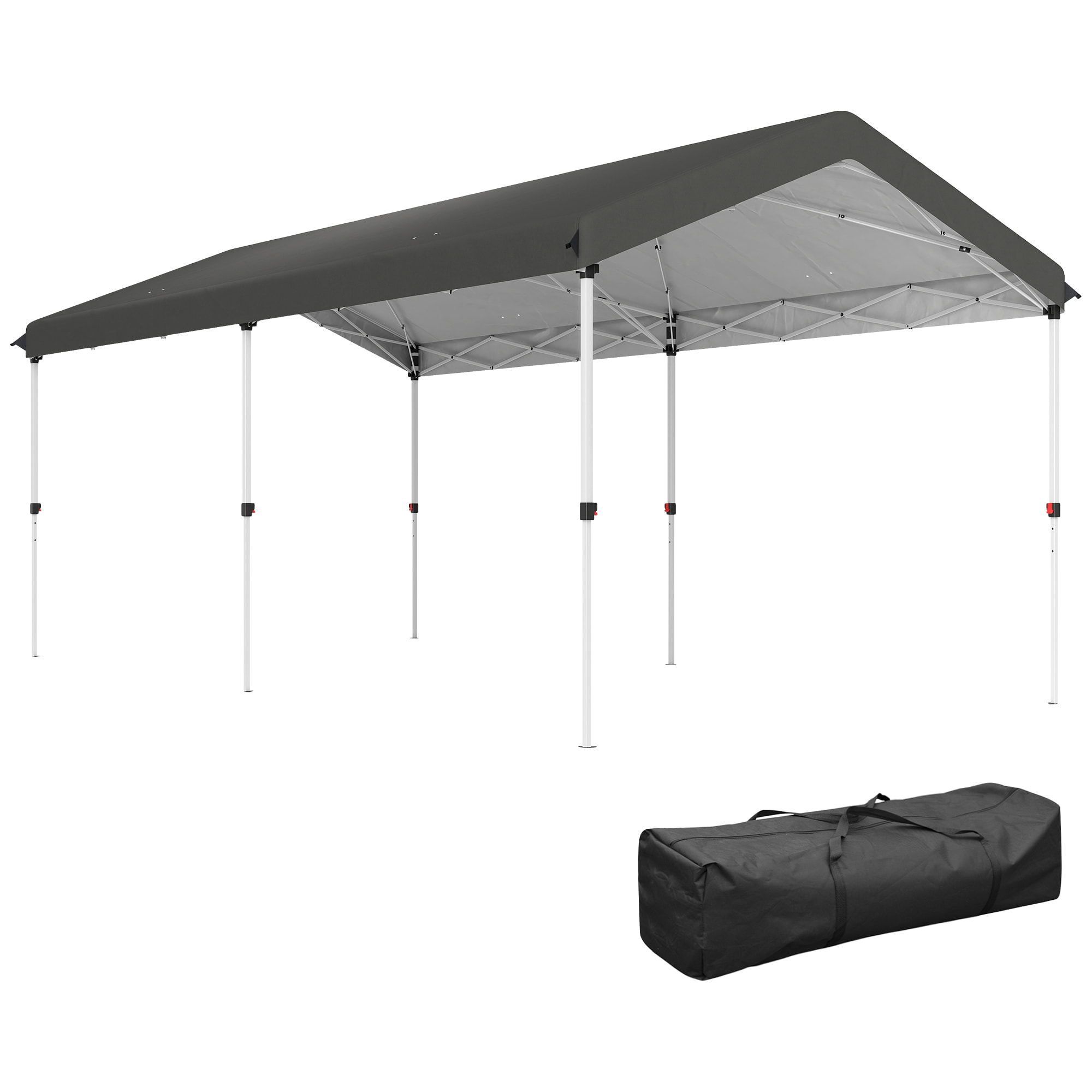 Carpa Plegable 6x3 m Cenador de Jardín con Altura Ajustable en 3 Niveles Protección UV50+ Impermeable y Bolsa de Transporte Gazebo para Exterior Fiestas Camping Gris Oscuro