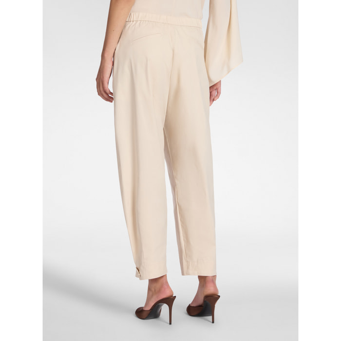 Elena Mirò - Pantalones barrel con cinturones en el bajo - Beige