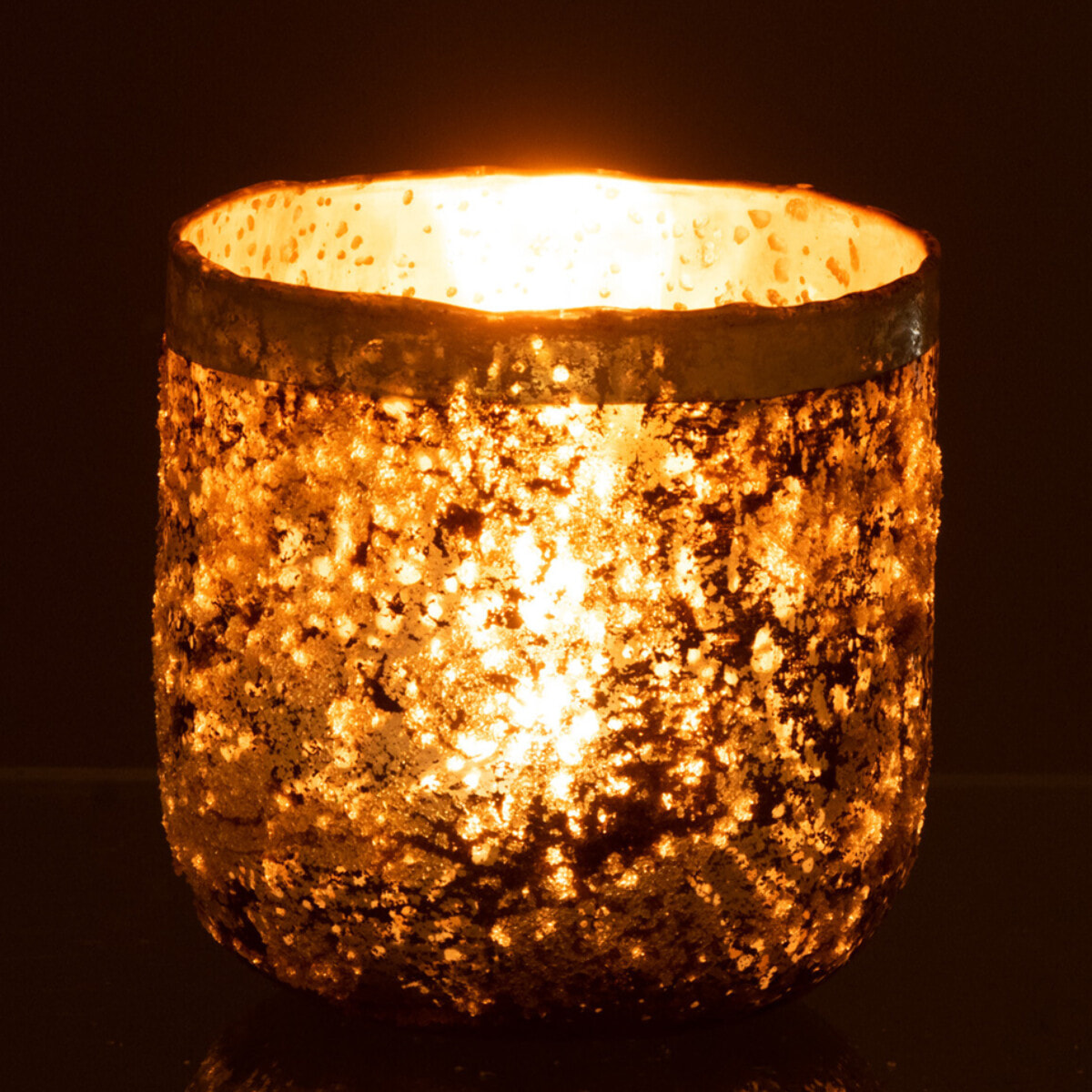 J-Line photophore Frosty Rond - verre - vieux rose - medium