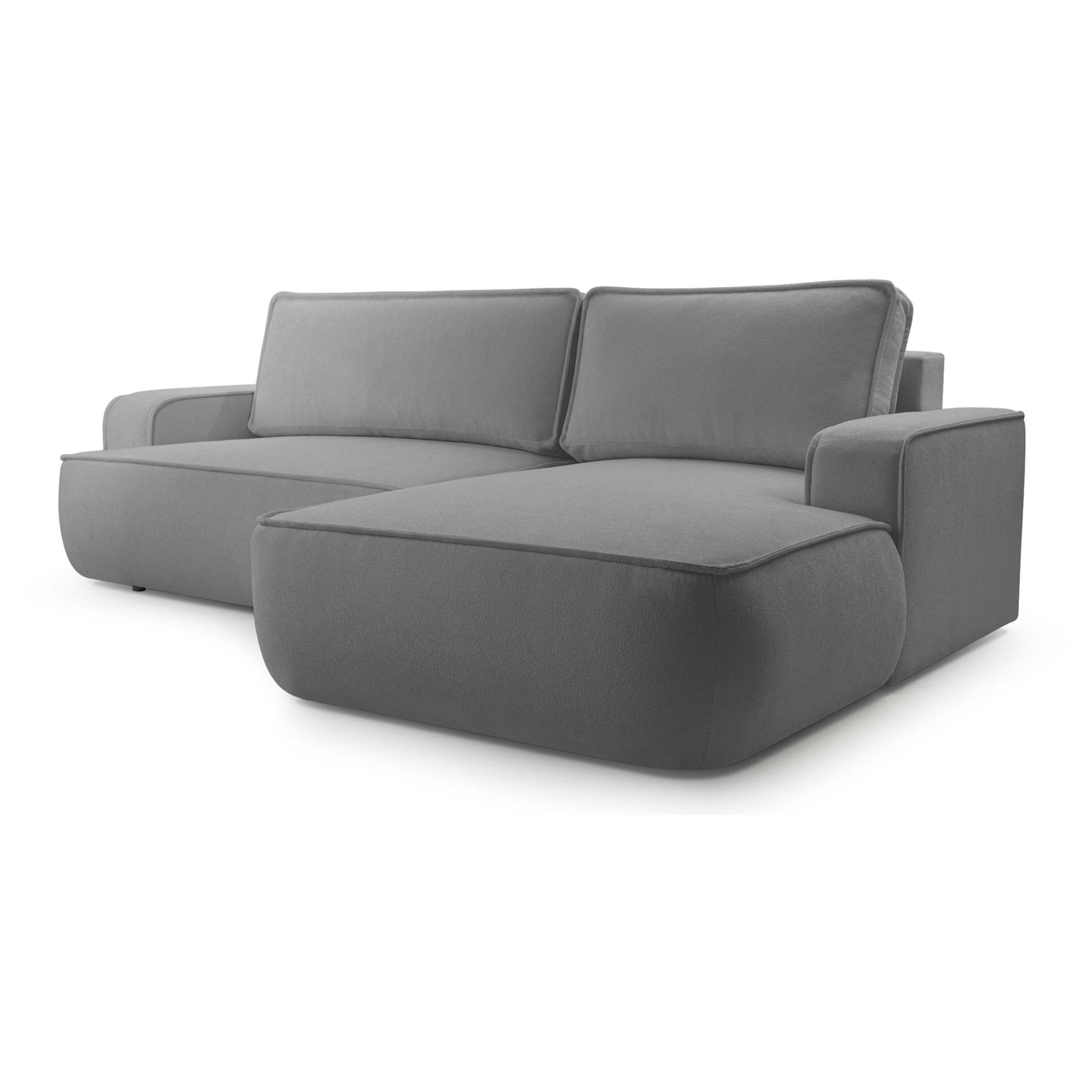 Nessino - canapé d'angle droit 4 places - convertible avec coffre - en tissu texturé - Gris foncé