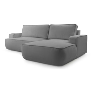 Nessino - canapé d'angle droit 4 places - convertible avec coffre - en tissu texturé - Gris foncé